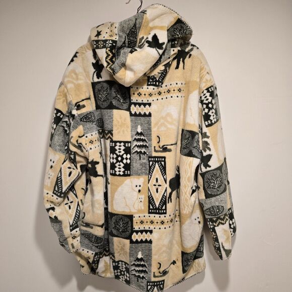 Vtg Quality Goods Canada Winter Nature Heavy Fleece Reversible Coat Jacket M/L - Picture 10 of 16